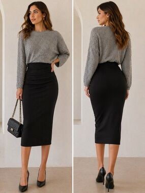 Gray Studded Knit Sweater | Embellished Crewneck | Chic Relaxed Fit